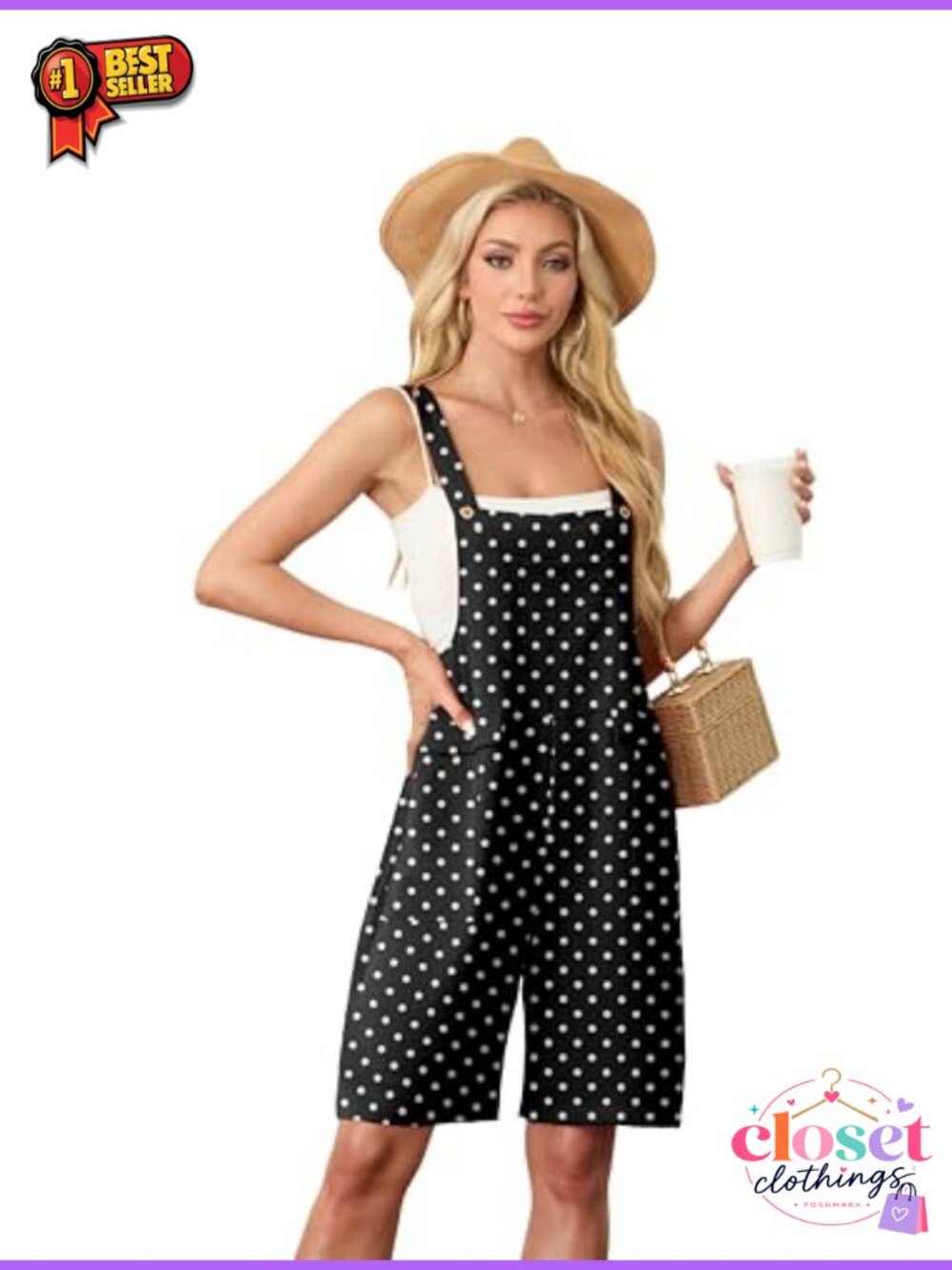 Womens Sleeveless Romper Short Jumpsuit Loose Fit Pockets Size M